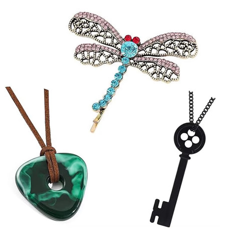 Stone necklace skeleton - necklace,, key