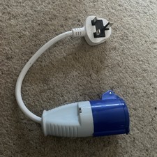 UK Mains Adaptor Cable 13a To 16a Fly Lead Hook Up Caravan Generator  - 016118A