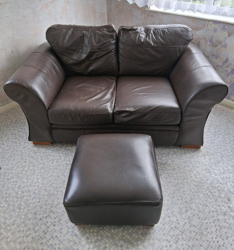 Brown faux leather - faux, 2-seater