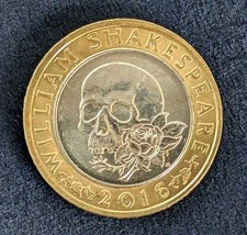 Two Pounds Coin 2016 William Shakespeare Tragedies Skull & Rose £2 Coin