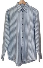 Versace Classic Vintage Monogram Striped Shirt, Made In Italy, Size 16 Collar