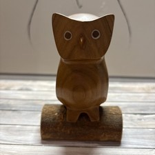 Vintage Wood Owl Carving