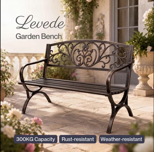 Levede garden bench butterfly - garden, bench,