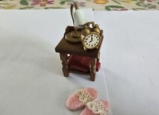 Vintage Sylvanian Families Bedside Set - Table Alarm Clock Lamp Hot Water Bottle