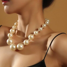 Stunning Large Pearl Necklace with Gold Plated Spacers in Organza Gift Bag