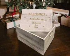 Personalised Wooden Christmas Eve Box |Engraved Large Santa Sleigh Crate 30cm