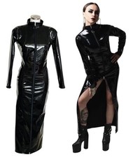 Misfitz top quality black PVC hobble dress, two way zip.  SIZE 18. CD Goth TV