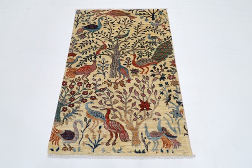 Birds beige area rug - 5, ft