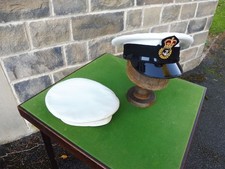 Vintage Royal Navy Officers senior ratings peaked cap 60cm plus another