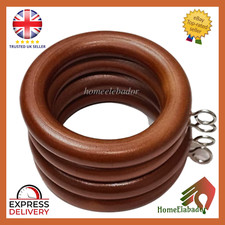 35mm Strong Wooden Curtain Rings with Screwed Eyes Hooks For Hanging Curtains UK