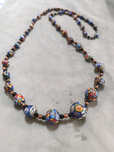Vintage millefiori glass bead - glass,