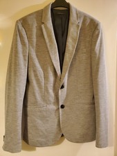 Zara Men's Light Grey Single-Breasted Blazer Jacket Size M, Chest 40"