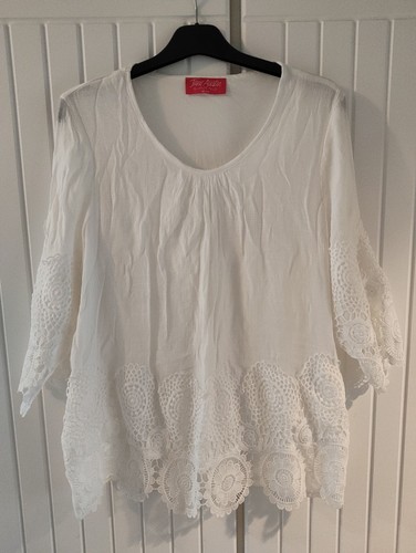 Cream white peasant blouse - white,