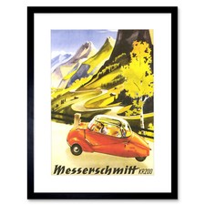 Ad Car Messerschmitt Kr200 Bubble Germany Framed Art Print Picture Mount 12x16"