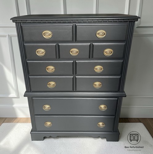 Black tallboy chest of 6 - black,