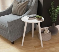 Vida Designs White Round Side Table - Compact End Table - Easy Assembly