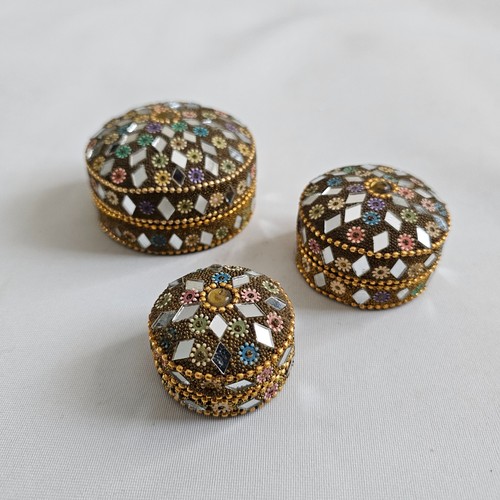 Indian mirrored trinket - trinket, round
