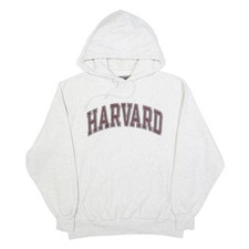 CHAMPION REVERSE WEAVE Mens White Harvard Hoodie M Cotton Blend Pullover