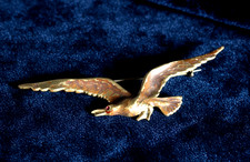 Antique Brooch Gold Tone Metal Bird/Seagull Signed T Mill Pin 1920' zz