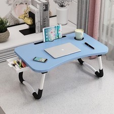 GS Laptop Bed Table Portable Standing Desk with Foldable Cup Slot Notebook Table