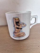 Vintage Novelty Mug Lady In Underwear White Ceramic Bourlesque
