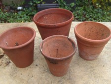Bundle of 4 Sankey Bulwell Hand Thrown Terracotta Vintage Plant Pots 12 to 16 cm