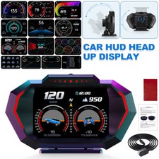 OBD2 Head Up Car HUD Alarm Gauge Digital Display Speedometer Turbo RPM Temp GPS