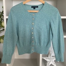 Boden Pure Cashmere Cropped Green Cardigan Size 14 
