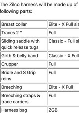 Zilco Full Size, complete Carriage Driving Harness. Excellent condition.