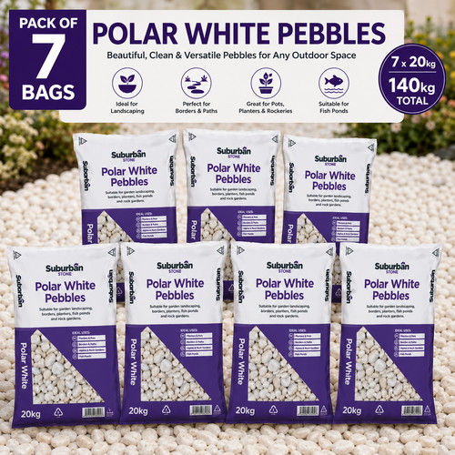 Polar white pebbles decorative - white,