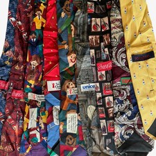 Job Lot 9 Vintage Novelty Abstract Geometric Tie Silk Polyester Bundle Coca Cola
