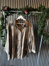 Ladies uk20/22 Ralph Lauren brown snakeskin print shirt blouse size 3XL