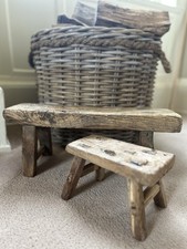 Reclaimed Small Elm Rustic Wooden Farmhouse Stool