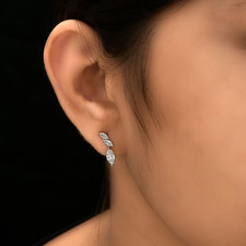 1.35 Ct Real SI/H Marquise Diamond Stud Earrings 14k White Gold Women Gift