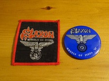 Rare Vintage Saxon Wheels Of Steel Tour 80 Rock Heavy Metal Music Badge & Patch