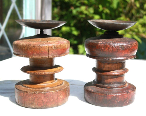 Pair rustic turned - rustic, solid