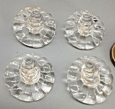 4 Vintage Flower Moulded Clear Glass Round Buttons - 2.3cm approx