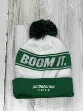 Bridgestone Knit Boom It White/Green Pom Pom Winter Beanie Golf Hat/Cap