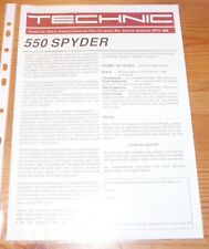 TECHNIC 550 SPYDER (PORSCHE 550 REPLICA) PAMPHLET BROCHURE ENGL EXC RARE