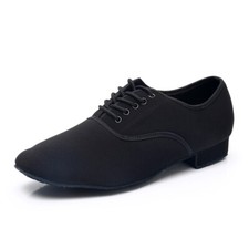 Men's Ballroom Latin Dance Shoes Modern Jazz Tango Shoes Low Heeled Black Canvas
