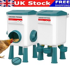 12kg Chicken Feeder and 11L Waterer Set Hen Drinkers Poultry Feeders Auto UK,