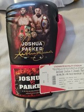 Anthony Joshua Signed Gold Star Boxing Glove Memorabilia With Fight Ticket