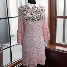 60s Vibe, Lace Overlay Day Dress Size S Uk 8/10 See Measurements