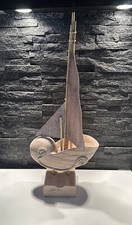 Handmade Wooden Sailing Boat Yacht 23” Tall Home Decor Ornament