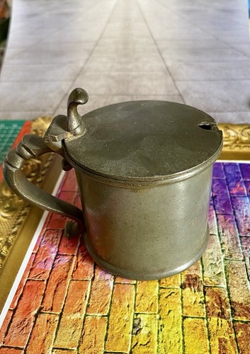 Antique pewter mustard - antique, pot