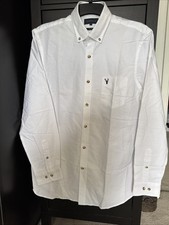 Men's Viyella Long Sleeve Shirt White  Cotton  Button Down  Collar Large