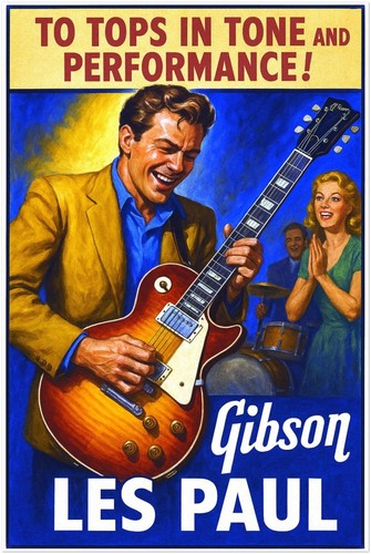 Gibson les paul guitar - guitar, poster