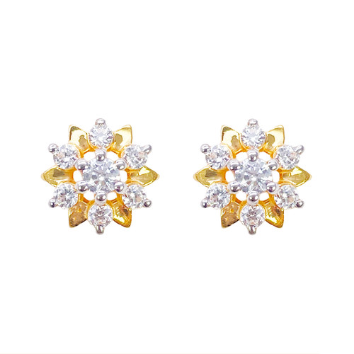 22ct gold floral stud high - gold,