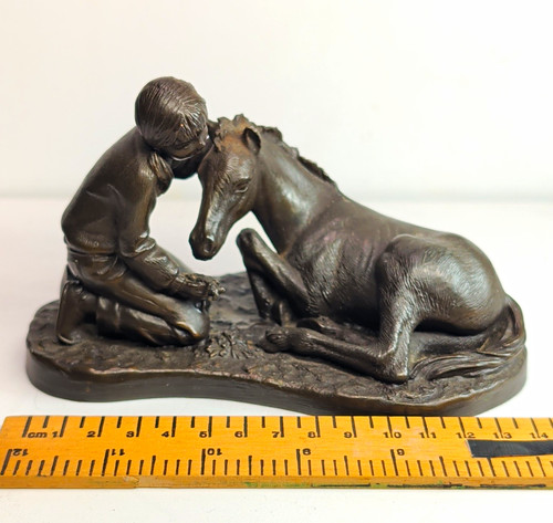 Brown horse and boy figurine - horse,