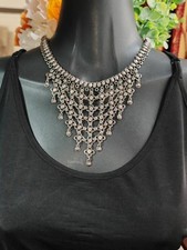 Vintage 800+ silver Rajasthan Indian silver fringe bib collar 94g necklace